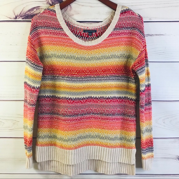 American Eagle Striped Rainbow Knit Sweater - Picture 1 of 6